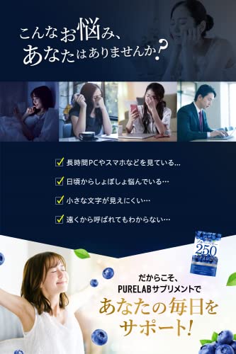 PURELAB ブルーベリー250㎎ ルテイン20㎎ アサイー クランベリー サプリメント 30日分 （製薬会社と共同開発）国内製造 栄養機能食品ビタミンB₂、B₆、B₁₂ 中間 画像