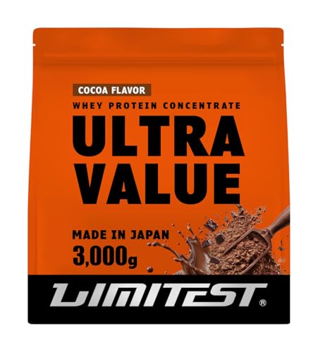 リミテスト ホエイ プロテイン 工場直販 国産 人工甘味料不使用 香料不使用 着色料不使用 ULTRA VALUE ウルトラバリュー ホエイプロテイン たんぱく質 3kg ココア 1