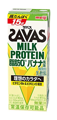 SAVAS(ザバス) MILK PROTEIN 脂肪0 バナナ風味 200ml×24本 明治 ミルクプロテイン 画像1
