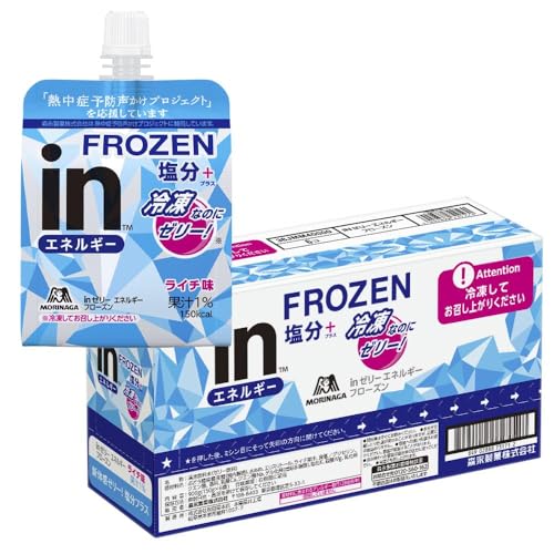 inゼリー エネルギーフローズン 塩分プラス ライチ味 (180g×6個) 熱中症対策 栄養補助ゼリー すばやいエネルギー補給 10秒チャージ 塩分補給 クエン酸 熱中症予防声かけプロジェクト 保冷剤 森永製菓 1