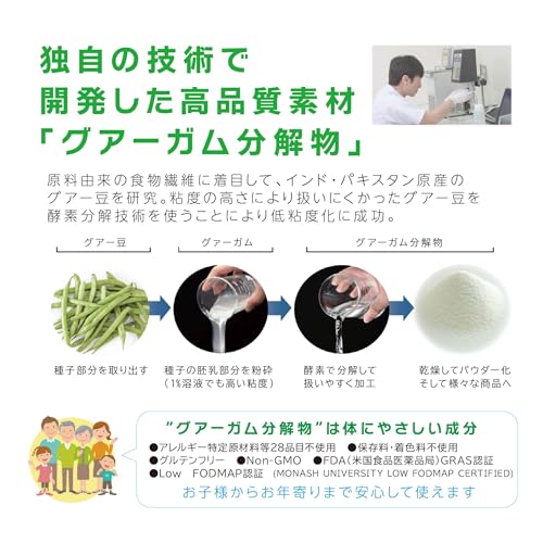 グアー豆食物繊維 サンファイバー 1kg 約5か月分（1日1杯の場合）グアーガム分解物 体に優しい 発酵性 水溶性食物繊維 パウダー サプリ 水 サッと溶ける 善玉菌 医療現場でも活用 中間 画像