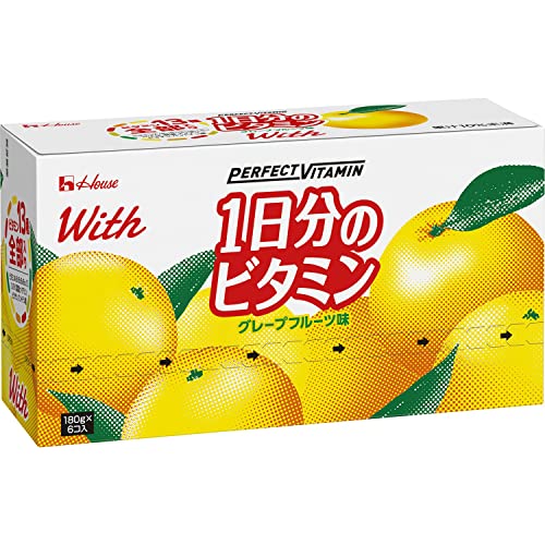 【Amazon.co.jp限定】ハウスウェルネスフーズ PERFECT VITAMIN 1日分のビタミンゼリー グレープフルーツ味 With 180g×24袋 中間 画像