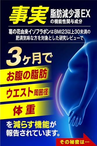 脂肪減少源 EX 60粒入り（30日分）肥満気味な方の 体重 お腹の脂肪 ウエスト周囲径 を減らすのを助ける [ 機能性表示食品 葛の花由来イソフラボン 配合 日本製 ] 中間 画像