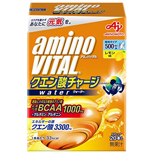 味の素 アミノバイタル クエン酸チャージウォーター レモン味 20本入箱 クエン酸 3300mg アミノ酸 1000mg BCAA スポーツドリンク 粉末 水に溶けやすい 1枚目 画像