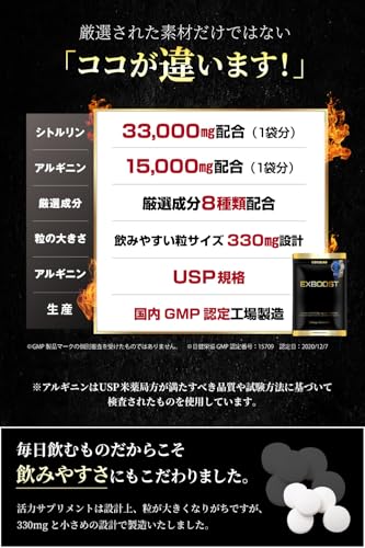 COCOLAB EXBOOST 生姜 シトルリン アルギニン サプリメント 厳選成分 亜鉛 日本製 全9種成分配合 30日分 180個 (x 2) 中間 画像