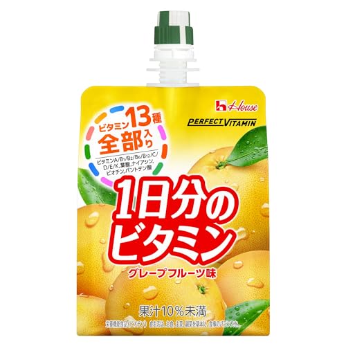 【Amazon.co.jp限定】ハウスウェルネスフーズ PERFECT VITAMIN 1日分のビタミンゼリー グレープフルーツ味 With 180g×24袋 中間 画像