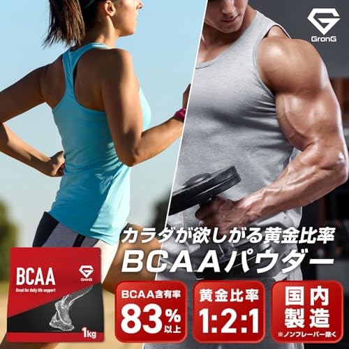 グロング BCAA サプリ アミノ酸 粉末 必須アミノ酸 1kg グレープ風味 GronG 最後 画像