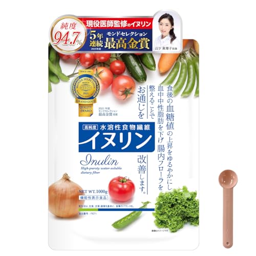 [にんにく玉本舗] イヌリン パウダー 水溶性 食物繊維 標準サイズ 1kg モンドセレクション最高金賞 5年連続受賞 機能性表示食品 1