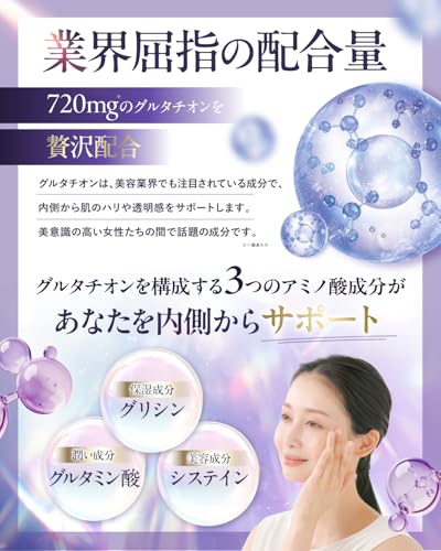 【飲む白玉美容点滴】ピュアビタ グルタチオン グルタチオン × プラセンタ × CICA 3大美容成分 720mg サプリ 30日分 ビタミンC ヒアルロン酸 低分子 コラーゲン ローヤルゼリー プロテオグリカン エラスチン ビール酵母 国内製造 悩み解決ラボ 中間 画像