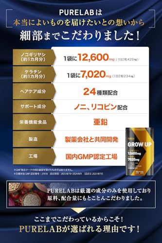 PURELAB ノコギリヤシ12600㎎ ケラチン7020㎎ ノニ リコピン サプリメント 30日分 （製薬会社との共同開発） 国内製造 （栄養機能食品亜鉛） 中間 画像