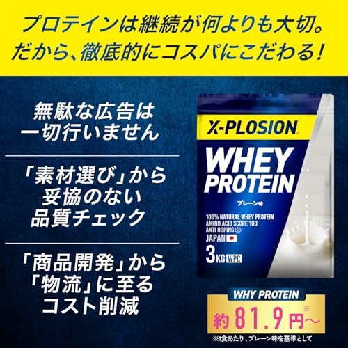 エクスプロージョン プロテイン 3kg ホエイプロテイン ミルクチョコレート味 WPC X-PLOSION 日本製造 中間 画像