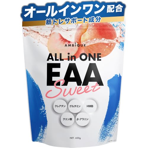 オールインワンEAA BCAA クレアチン グルタミン クエン酸 HMB アンビーク 必須アミノ酸9種配合 国産 (620g, ピーチ) 1枚目 画像