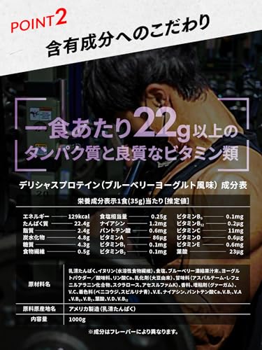 VITAS (バイタス) ホエイプロテイン100 ブルーベリーヨーグルト風味 WPCプロテイン 国内製造 1kg 中間 画像