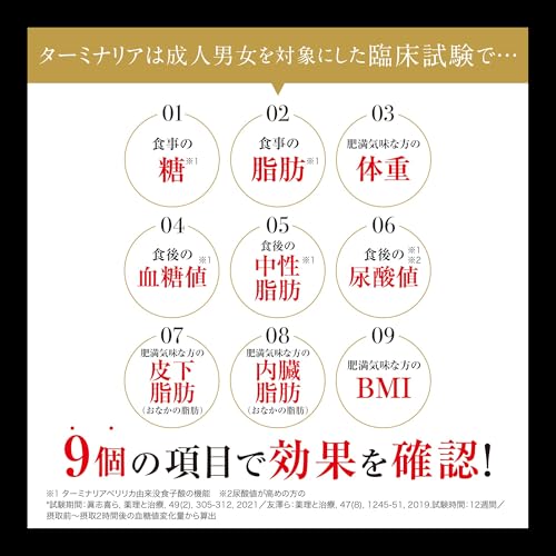 ターミナリアファースト 4 (機能性表示食品 / 120粒×6袋 / 管理栄養士推奨) 血糖値の上昇を抑える (グルメサプリ/タブレットタイプ) ターミナリアべリリカ ヒハツ 中間 画像