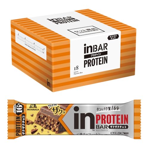 inバー プロテイン ザクザクチョコ クランチチョコ (18本入×1箱) プロテインバー チョコレート チョコバー クランチチョコタイプ 高タンパク16g ビタミンB群7種配合 森永製菓 【Amazon.co.jp 限定】 1枚目 画像