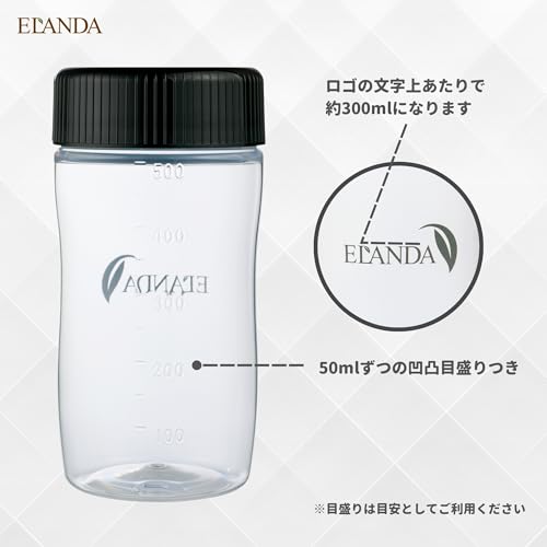 シェイカー プロテイン シェーカー ボトル 黒 500ml エランダ BPAフリー シンプル 漏れにくい ブラック 中間 画像