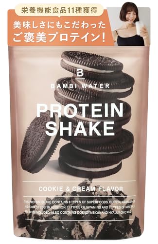 バンビウォーター プロテイン 女性 【栄養機能食品11種】約17食分 人工甘味料不使用 クッキーアンドクリーム ダイエット 美容プロテイン ソイ ホエイ 置き換え 250g 選べる12味 国産 低糖質 食物繊維 1枚目 画像