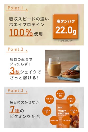 REYS レイズ ホエイ プロテイン 山澤 礼明 監修 1kg 国内製造 ビタミン7種配合 WPCプロテイン ぷろていん ホエイプロテイン (塩キャラメル風味) 中間 画像