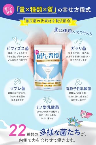菌トレ習慣 乳酸菌 ビフィズス菌 ラクトフェリン オリゴ糖 イヌリン 乳酸菌生産物質 サプリメント タブレット 【医師監修】【ヨーグルト味】 30日 中間 画像