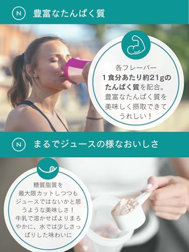 Naturecan ホエイプロテイン (プロテイン 21g)ダイエット/低糖質/低脂質 (900g 30食分, 抹茶味) 中間 画像