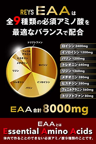 REYS レイズ EAA 山澤礼明 監修 必須アミノ酸 9種配合 600g 栄養機能食品 粉末 ベータアラニン 1日分のビタミンB群3種配合 国産 (レモンライム風味) 中間 画像