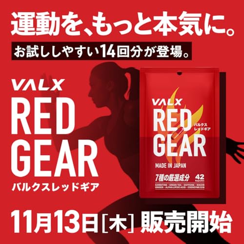 VALX バルクス RED GEAR レッドギア 42粒 14回分 【運動中に】 ダイエットサポート L-カルニチン カフェイン 緑茶カテキン コエンザイムQ10 お試し ナイアシン ジンジャーエキス トレーニング 山本義徳監修 国内生産 最後 画像