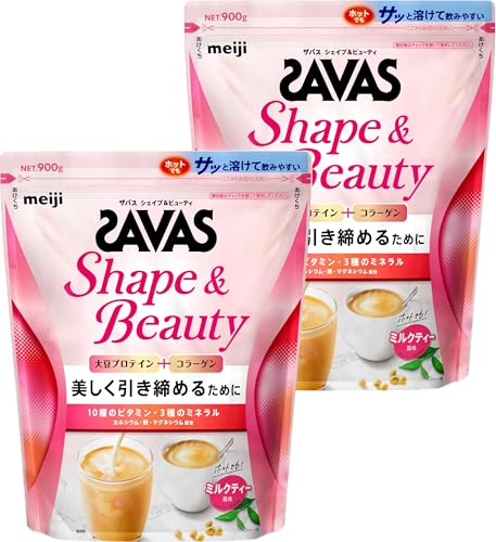 ザバス(SAVAS) シェイプ&ビューティ ミルクティー風味 900g プロテイン ソイ 明治 (× 2) 1枚目 画像