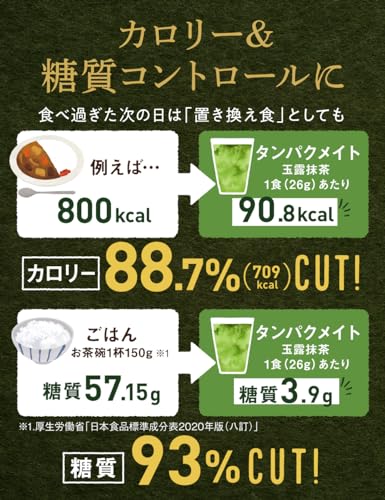 タンパクメイト 美味しい プロテイン 置き換え ダイエット 370g 約14~20食分 (1, 抹茶) 中間 画像