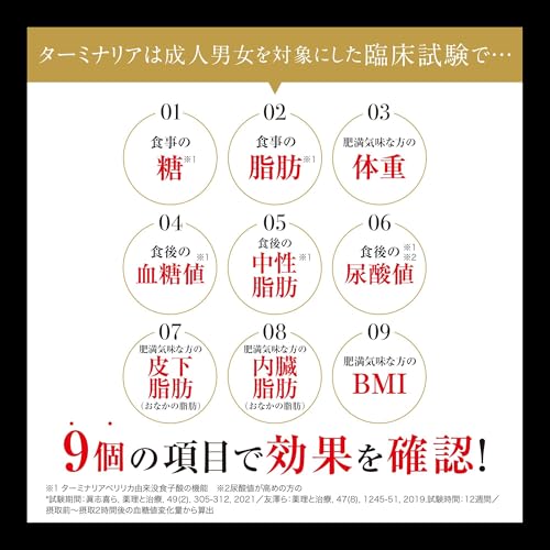 ターミナリアファースト 4 (機能性表示食品 / 120粒×3袋 / 管理栄養士推奨) 血糖値の上昇を抑える (グルメサプリ/タブレットタイプ) ターミナリアべリリカ ヒハツ 中間 画像
