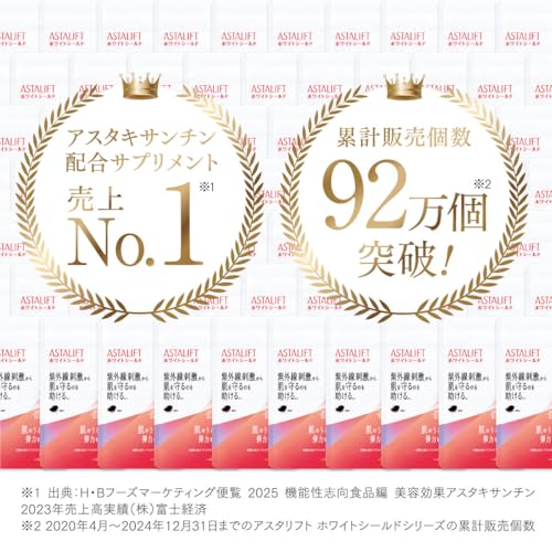 アスタリフト サプリメント ホワイトシールド (30日分) 【公式店限定】 (増量おまけ付) アスタキサンチン 機能性表示食品 最後 画像