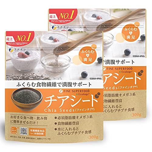 ファイン(FINE JAPAN) ファイン スーパーフード チアシード 300g 【栄養機能食品(n-3系脂肪酸)】オメガ3 脂肪酸 α-リノレン酸 食物繊維 カルシウム グルコマンナン 残留農薬検査済 国内生産×2個 1枚目 画像