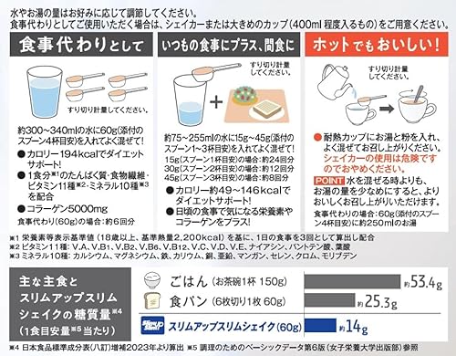 スリムアップスリム シェイク ショコラ 360g アサヒグループ食品 コラーゲン プロテイン ビタミン ミネラル 食物繊維 中間 画像