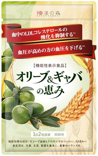 和漢の森 オリーブ&ギャバの恵み 60粒 機能性表示食品 血圧 悪玉コレステロール 松樹皮エキス 田七人参 錠剤 [メーカーカタログ付] 1枚目 画像