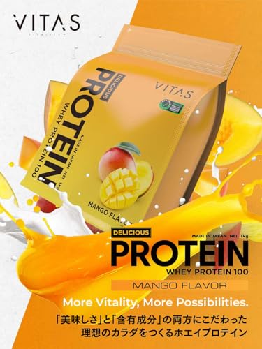 VITAS (バイタス) ホエイ プロテイン 100 マンゴー風味 WPCプロテイン 国内製造 1kg 最後 画像