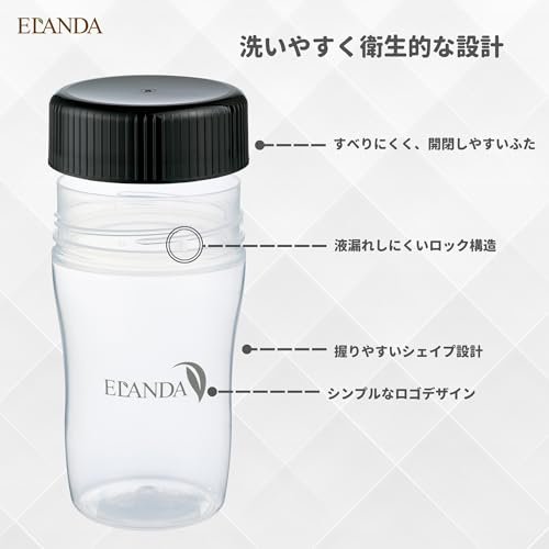 プロテインシェイカー 350ml BPAフリー 漏れにくい 小さめ コンパクト 黒 ブラック ELANDAエランダ 中間 画像