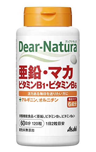 ディアナチュラ 亜鉛・マカ・ビタミンB1・ビタミンB6 120粒(60日) アサヒ サプリ Dear-Natura 国内工場で生産 1日2粒目安 1枚目 画像