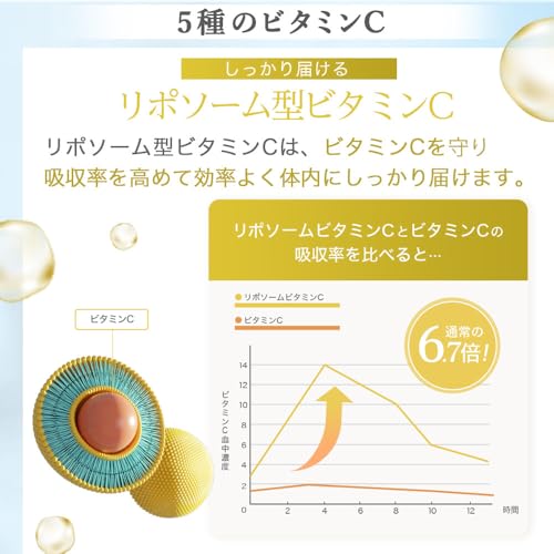 キテン リポソームビタミンC サプリメント 2000mg 特許成分配合 マルチビタミン 超吸収 医師監修 日本製 KITEN 120粒 30日分 中間 画像