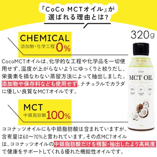 MCTオイル 320g フラット・クラフト ココナッツ由来100% 中鎖脂肪酸100% 糖質制限 (320g, 2.0, 本) 中間 画像