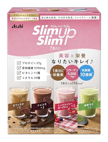 スリムアップスリム シェイク 7食 アサヒグループ食品 コラーゲン プロテイン ビタミン ミネラル 食物繊維 1
