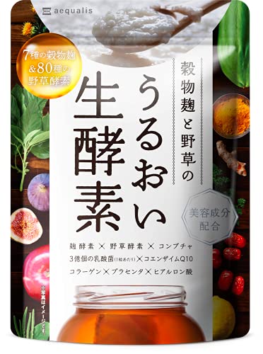 うるおい生酵素 サプリ コラーゲン ヒアルロン酸 コンブチャ 乳酸菌 酵素80種 30日分 1