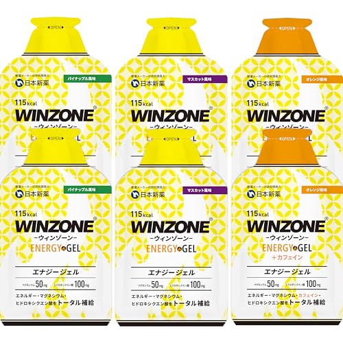 日本新薬 WINZONE（ウィンゾーン）フルマラソン完走セット エナジージェル お試し3味6袋セット（パイナップル、マスカット、オレンジ風味各2袋） マラソン 補給食 国内製造 ヒドロキシクエン酸 マグネシウム エネルギー補給 1