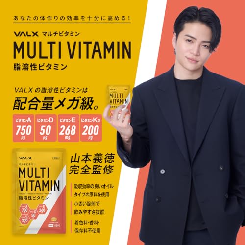 VALX マルチビタミン 脂溶性ビタミン 山本義徳 1日あたりビタミンA 750μg ビタミンD 50μg ビタミンE 268mg ビタミンK2（MK-7） 137.1μg配合 メガビタミン 60粒 最後 画像