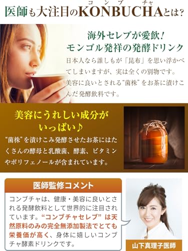 【医師監修】コンブチャ セレブ 酵素ドリンク 720ml 完全無添加製法 置き換えダイエット ファスティング KOMBUCHA 南国マンゴー味 国産 中間 画像