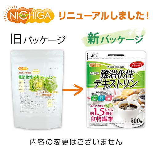 NICHIGA(ニチガ) 難消化性デキストリン(フランス産) 500g 水溶性食物繊維 サラッと溶ける便利な微顆粒品 無味 無臭 食物繊維豊富・たんぱく質ゼロ・低脂肪 Non-GMO [01] 中間 画像