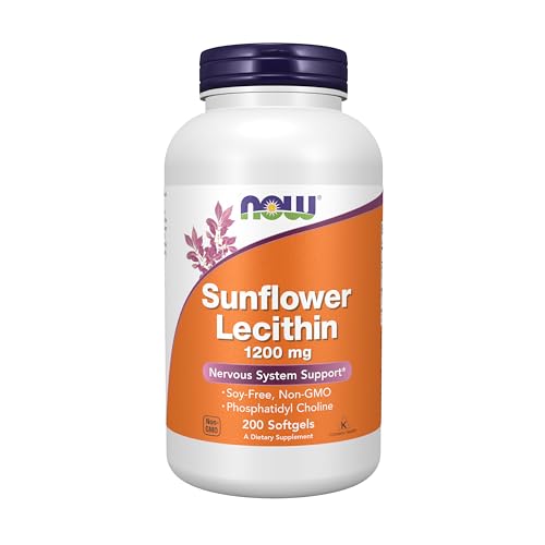 Now Foods, Sunflower Lecithin, 1200 mg, 200 Softgelsの外観・全体像 画像