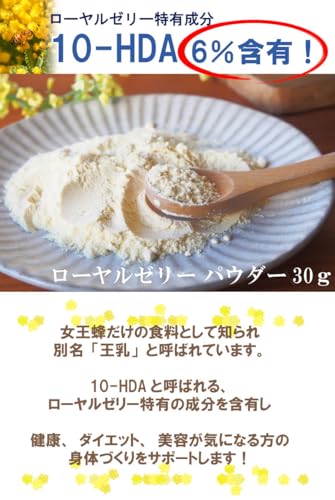 ローヤルゼリー パウダー30g 粉末 ローヤルゼリープロテイン 30000mg 10-HDA 6%の詳細・まとめ 画像