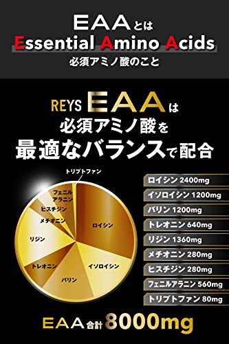 REYS レイズ EAA 山澤礼明 監修 必須アミノ酸 9種配合 600g 栄養機能食品 ベータアラニン 1日分のビタミンB群3種配合 国産 BCAA (パイナップル風味)の特徴・詳細 画像