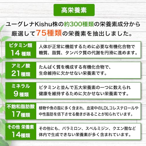 ユーグレナ150億個 75種の栄養素 Dr.ユーグレナ Premium 60粒 30日分 新日薬品 サプリ マルチビタミン ミネラル DHA EPA EAA BCAAの特徴・詳細 画像