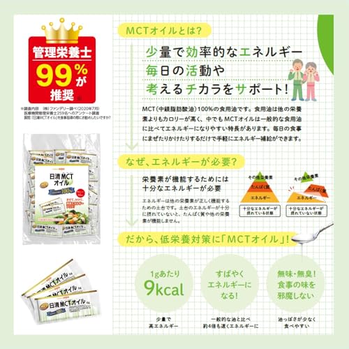 日清MCTオイル6g×50本 MCT100% エネルギーになりやすい 管理栄養士99%が推奨 小分け 携帯に便利の特徴・詳細 画像