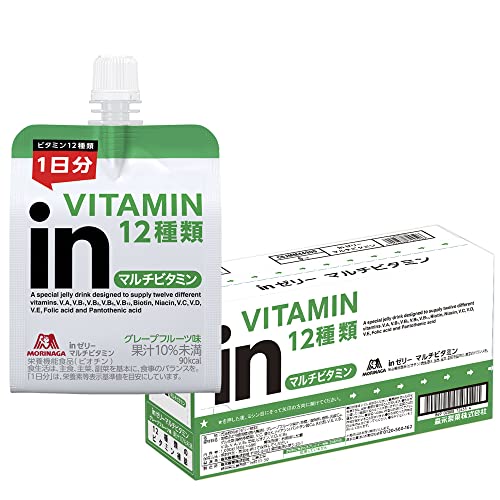 森永製菓 inゼリー マルチビタミン 180g ×6個 グレープフルーツ味 10秒チャージ 1日分のビタミン12種類 栄養機能食品(ビオチン) 朝食 防災 非常食 差し入れ 体調管理 国産 1
